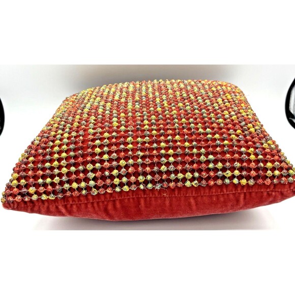 Dransfield & Ross New York French Knot Pillow Silk Velvet Boutique Autumn Spice‎ - Picture 12 of 14